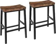 [HOOBRO] Bar Stools, Set of 2 Bar Chairs, Saddle Stools, Kitchen Counter Stools with Footrests, Industrial Stools for Dining Room, Kitchen, Counter, Bar, Rustic Brown and Black BF02MD01