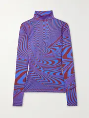 [Aztech Mountain] Aztech Mountain - Next To Skin Printed Stretch-jersey Top - Blue - small small Blue