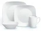16-pc Corelle PURE WHITE SQUARE Dinnerware Set *Dinner Lunch Plates Bowls & Mugs