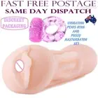 Male Masturbator Vagina Realistic Pussy Stroker Vibrating Penis Ring Sex Toy Men