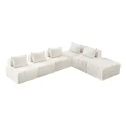 Oikiture 6 Seater Boucle Modular Sofa & Ottoman Set