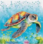 cukol cukol Sea Turtle Cross Stitch Kits for Adults Beginners, 11 Count Counted Stamped Pre Printed Cross Stitch Embroidery Kits for Starter, Modern Advanced Easy Animal 11ct Crossstitch Set 16x16 in