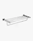 Towel Rack Square Holder Double Rail Shelf Chrome Bath Bathroom Wall Mounted NEW