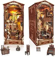 DIY Book Nook Kit, 2024 New DIY Dollhouse Booknook Bookshelf Insert Decor, 3D Wooden Puzzles with LED, Birthday Gift Home Decor for Teens Adults (Magic World)