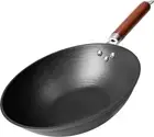Stir Fry Pan, Wooden Handle, 11 Inch, Lightweight Cast Iron, chef’s pan, pre-sea