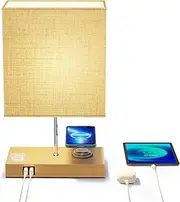 Bedside Lamp with Charging Function, 10 W Wireless Charger LED Bedside Lamp Table Lamp Touch Dimmable with 2 USB Charging, 3 Brightness Levels Adjustable for Bedroom, Living Room, Coffee Table, Office