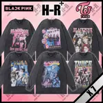 【HR+】女團 BLACK PINK TWICE 韓團 明星 粉紅 重磅 落肩 寬鬆 韓系 水洗大學T HR『B-8』