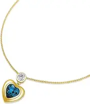 [VILLA ART] Jewelry Red and blue zircon heart-shaped collarbone necklace