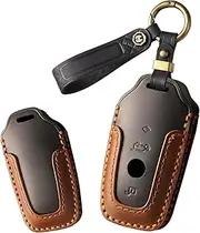 ontto Car key fob cover fit for BMW F20 F22 F30 F32 F10 F11 F01 X3 F25 X4 F26 M3 M4 M5 1 2 3 4 5 6 7 Series leather key holder handmade contrast color Shell case keyring keychain Accessories Black B