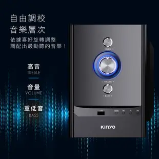 【KINYO】2.1藍牙多媒體音箱 (KY) 木質 附遙控器 適用 藍牙 SD記憶卡 ｜電腦喇叭 低音 FLP