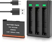 ZIMAOER Action Camera Battery Charger and Battery, 1800 mAh Rechargeable Battery for Insta360 ONE X3 and Insta360 X3, with Micro USB to Type-C Charging Port, 1 Charger + 1 Battery