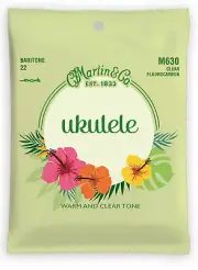 Martin Ukulele Strings M630 Clear Fluorocarbon for Baritone Ukulele, String Set