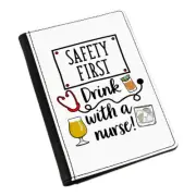 Safety First Drink With A Nurse Passport Holder Cover Case Gin Rum Wine Prosecco