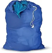 (Blue, Mesh) - Honey-Can-Do LBG-01161 Mesh Laundry Bag with Drawstring, 60cm L x 90cm H, Blue
