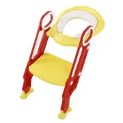 (Red Yellow)Baby Toddler Soft Toilet Chair Ladder Adjustable Safety Potty