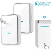 Extra Loud Doorbell Chime with Self-Power Smart Tech 2 Receivers & 1 Push Button