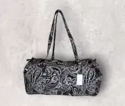 Vera Bradley Large Quilted Travel Duffle - Black/White Stellar Paisley - NWT
