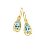9ct Gold Blue Topaz Drop Earrings in Blue