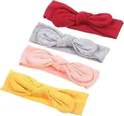 Vaguelly 4pcs Girl Hair Bow Headbands Soft Elastic Wide Hairbands for Stylish Hair Accessories and Colors