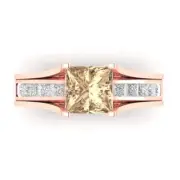 3.4 ct Princess Cut Yellow Moissanite Promise Bridal set Sliding 14k Rose Gold