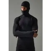 Mens Black Man Active Long Sleeved Head Cover Base Layer