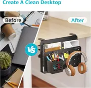 Under Desk Storage Organizer with Clamp-On Shelf and Laptop Holder