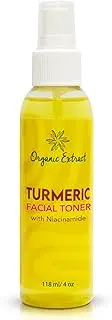 Organic Extract Turmeric Facial Toner - 4 fl oz / 118 ml - Skin Brightening Face Toner, Gently Removes Impurities - Skin Balancing & Pore-Reducing Toner - Exfoliating, Hydrating Toner with Niacinamide