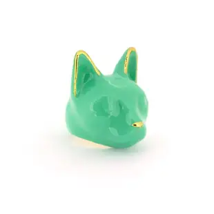 Emerald Cat Ring MurMurMarch Pastel Green Enamel Cat ring Statement ring Arts