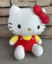 NWT Sanrio Surprise Classic White Hello Kitty Red & Yellow Overalls 11” Plush