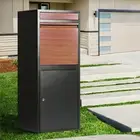Groverdi Parcel Box Mailbox Security Lock Storage Black w/Wood Grain