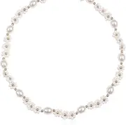 [RIAH FASHION] Acrylic Faux Pearl Statement Necklace - Bridal Wedding Drape Long Wrap Multi Layer Simple Necklace Braided, Twisted, Bib, Hammock, Layering