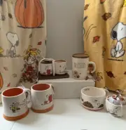 Rae Dunn Peanuts Snoopy Fall Thanksgiving Harvest Measuring Cup Mug Soup Sugar