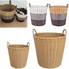 Woven Laundry Basket Foldable Wicker Baskets Portable Toys Storage Basket