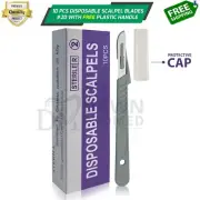10 Pcs Sterile Surgical Blades #20 With FREE Plastic BP Scalpel Handle Dental