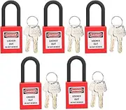 Lockout Tagout Locks Set, 5Pcs Engineering Insulated Safety Padlocks with 2 Keys, Lock Out Do Not Remove Padlock Loto Tag Lock for Industry Construction (Red)
