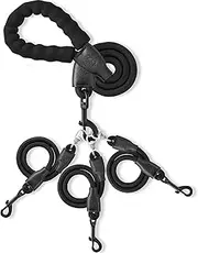 Heavy Duty Dog Leash Three Dogs, Detachable 3 in 1 Leash for Dogs 360° Swivel No Tangle with Soft Padded Handle, Suitable for Walking and Training Leashes for Two/Three Dogs (Black, L/30-130 ibs)