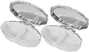 2 Compartment Metal Pill Box Reusable Travel Case for Medications Earrings Rings Portable Stylish Storage Organizer Silver