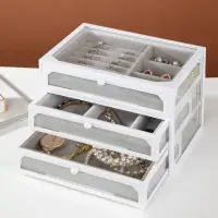 在飛比找蝦皮商城精選優惠-飾品盒雙層 透明首飾收納盒 玻璃首飾盒 珠寶盒 帶絨布飾品盒