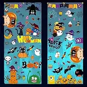 Halloween Window Clings Decorations, 6 Sheets 137 PCS Double-Sided Halloween Window Stickers for Kids, Cute Pumpkin Ghost Bat Trick or Treat Window Decals for Glass Door Home Decor Party Supplies