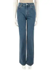 Blue Logo Patch Straight Fit Jeans