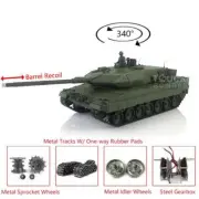 Henglong 1/16 7.0 Leopard2A6 RC Tank RTR Model 3889 Barrel Recoil Metal Tracks