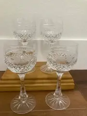 IRISH Galway Claddagh crystal glasses 2 wine glasses and 2 cordial glasses