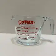 NEW Vintage Pyrex Clear Glass 1 Cup Measuring Cup Red Letters Open J Handle