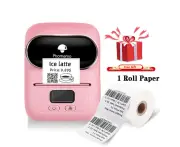 Mini Wireless Bluetooth Thermal Printer Pocket Photo Printer + 1 Roll Paper Pink