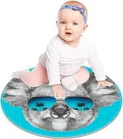Floor Mat Koala with Mirror Sunglasses Portrait Modern Round Rug Living Room Bedroom Bathroom Kitchen Floor Mat Home Decor 23.6”