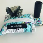 Handmade Dog Poo Bag Holder - Aqua Oodle Print