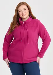 [Taking Shape] Taking Shape Polar Fleece Zip Front Jacket Size 12 in Cerise Pink - Plus Size Women's Clothing Cerise Pink