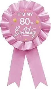 [YHEZXUN] Pink It's My 80th Birthday Tinplate Badge Pin Pink Satin Fabric 80 Year Old Birthday Themed Button Pin Party Decorations Award Ribbon Badge Pin, 80 Year, Plastic, no gemstone