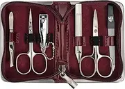 3 Swords Germany - brand quality 6 piece manicure pedicure grooming kit set for professional finger & toe nail care scissors clipper fashion leather case in gift box, Made in Solingen Germany (02174)