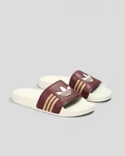 [Adidas] Adidas Women's Adilette Slides Sandals in Shadow Red/Cream White/Warm Sandstone Size 2 2 Shadow Red/Cream White/Warm Sandstone
